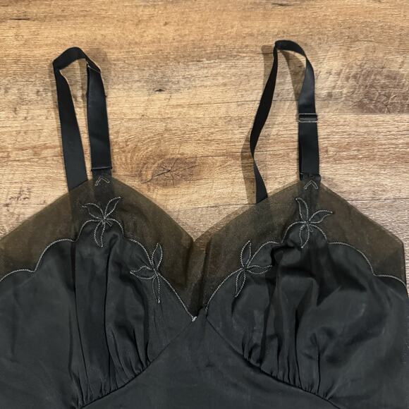 Vintage Handmade Slip Dress Dark Green Gray Satin Sleeveless Romantic Fairy - Picture 4 of 9